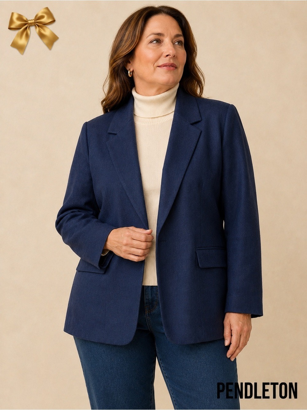 Vintage Pendleton 100% Virgin Wool Navy Blazer Jacket Women’s Size 14 USA
